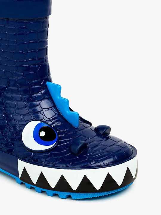 Conguitos - Blue Dinosaur Rain Boots Rubber Galoshes for Girls Blue