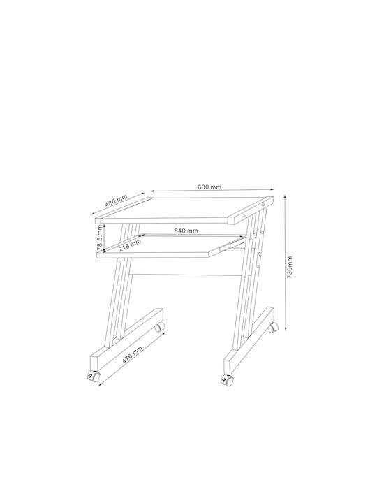 Computer Büro Holz Grau / Natur mit Metallbeinen 60x48x73cm