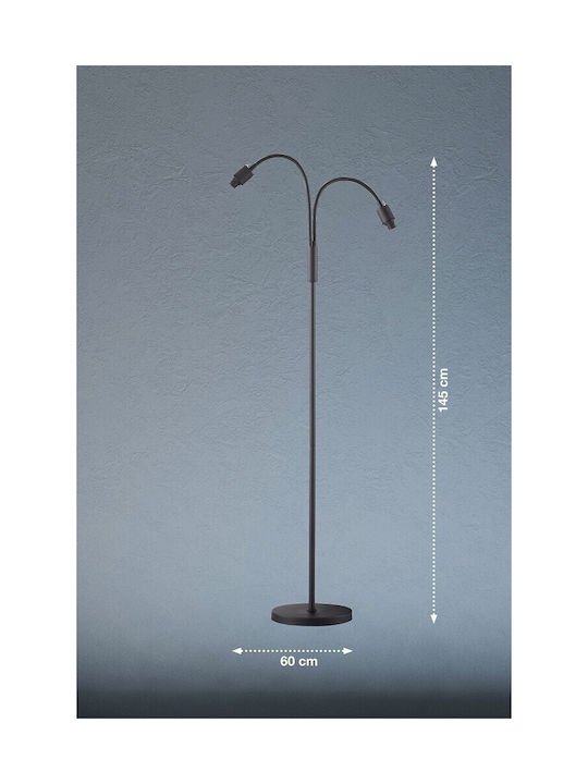 Fischer Honsel Lampă de podea Î145xL60cm. cu Soclu pentru Bec E14 Negru