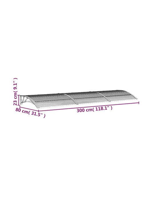 vidaXL Polycarbonat Kapuzinerdach P300xB80cm