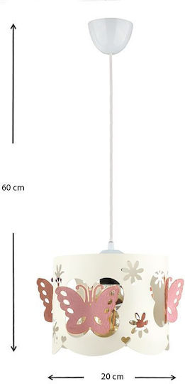 Megapap Papilia Висящо Осветително Тяло Розов с Цокъл E27 20x20x60см.