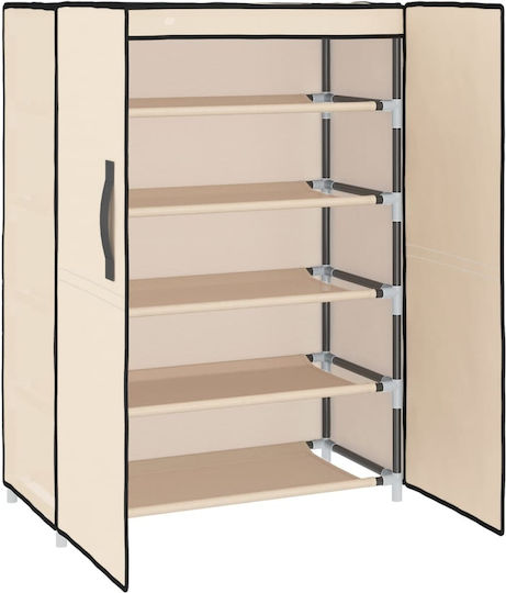 Stoff Schuhschrank mit 5 Regalen Cream L60xW28xH90cm