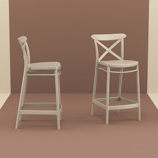 Hocker für Bar Für den Außenbereich aus Polypropylen Cross Bar 65 Olive Green 1Stück 50x45x96cm