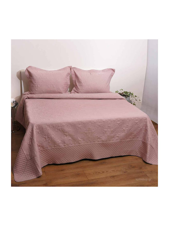 Anna Riska Olivia Set Coverlet Queen Size Microfiber Blush Pink 220x240cm 3pcs