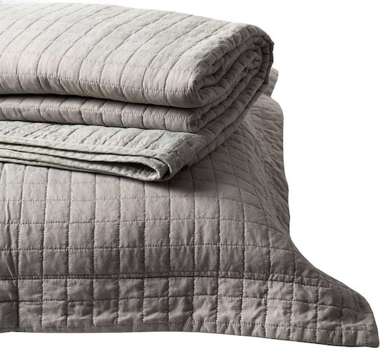 Silk Fashion Stonewashed Set Coverlet Queen Size Cotton Coffee 220x240cm 3pcs