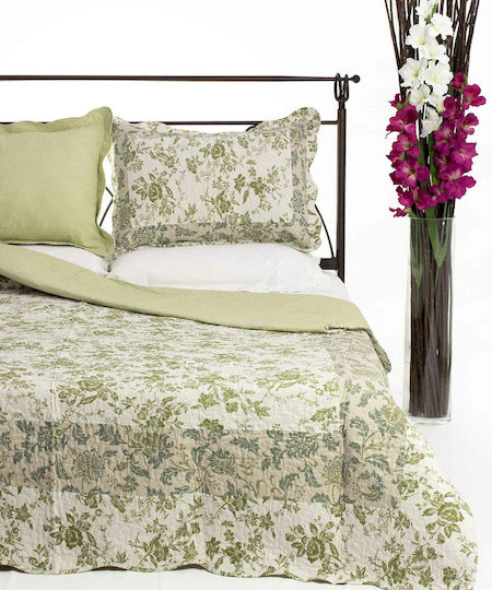 Silk Fashion 7378-5 Подредба Покривало Единично Памук Зелен 160x220см 2бр
