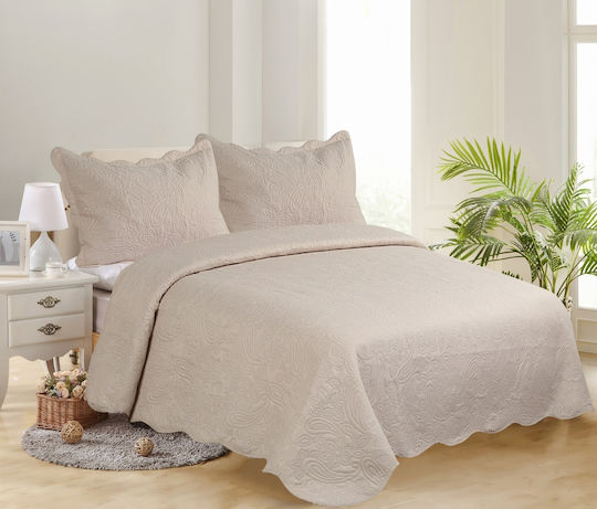 Silk Fashion Solid Set Coverlet Single from Cotton & Polyester Camel 160x220cm 2pcs
