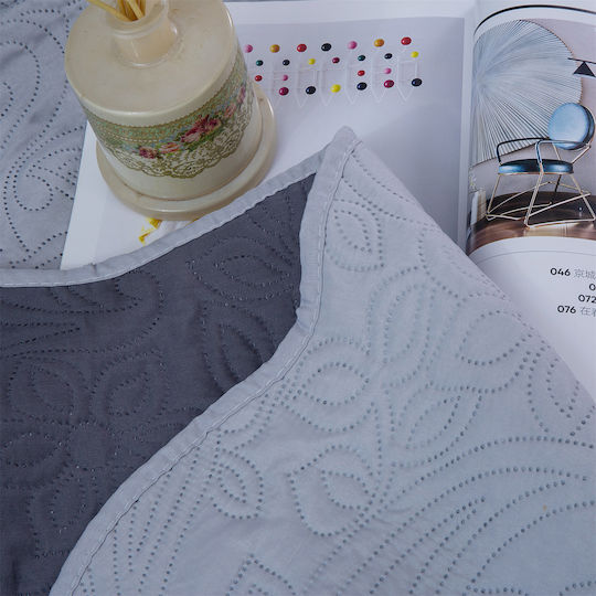 Silk Fashion Solid Set Coverlet Single from Cotton & Polyester Grey 160x220cm