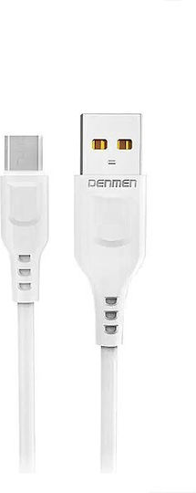 Denmen D01T Regular USB 2.0 to micro USB Cable Λευκό 1m
