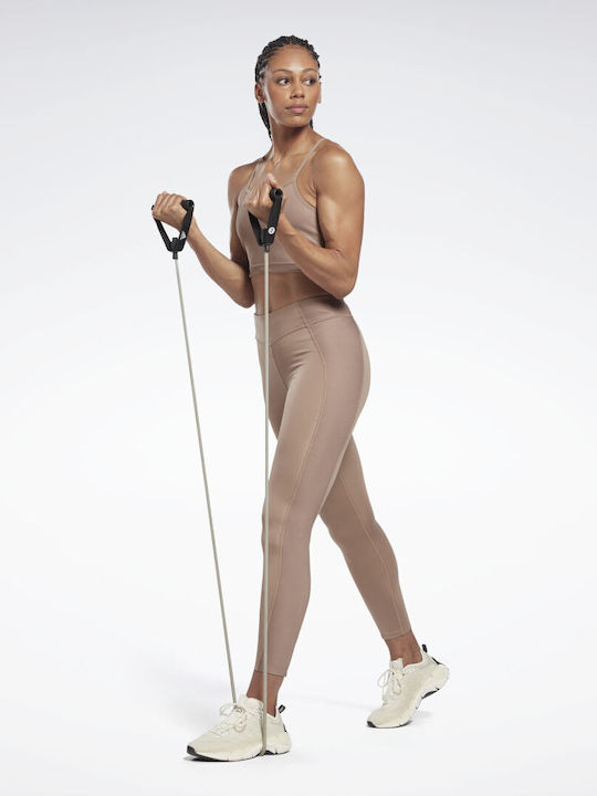 Reebok Yoga Γυναικείο Cropped Κολάν Ψηλόμεσο Taupe