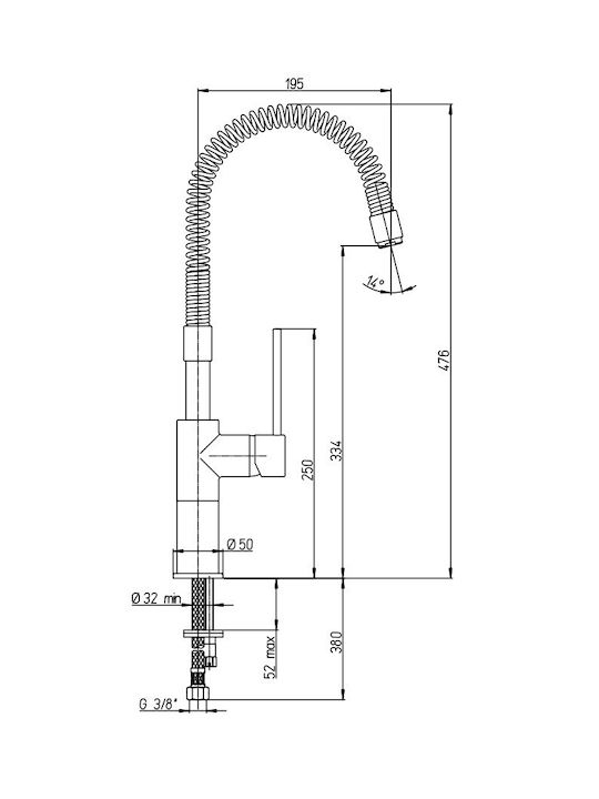 Paini Cox Kitchen Faucet Counter with Spiral Silver