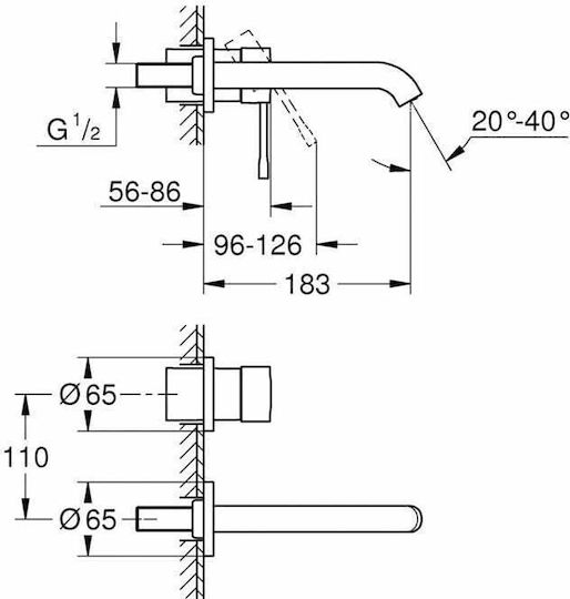 Grohe Essence Set Mischer & Auslauf für Wandmontage für für Waschbecken 1 Ausfahrt Gray