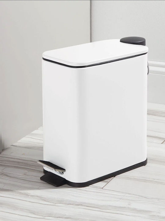 Vesta 03109 Metallic Bathroom Basket Soft Close 5lt White