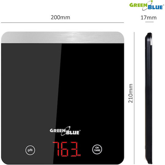 Green Blue GB171 Ψηφιακή Ζυγαριά Κουζίνας έως 5kg Μαύρη