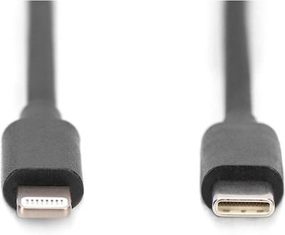 Digitus Spiral USB-C to Lightning Cable 20W Μαύρο 1m (AK-600434-006-S)