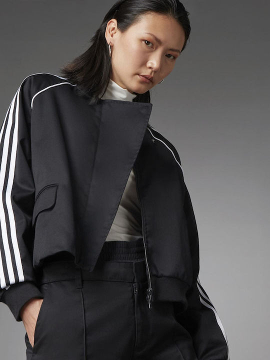 Adidas Asymmetric Superstar Women's Short Bomber Jacket for Winter Black