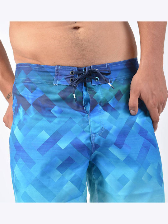 Vern Men's Swimwear Shorts Blue with Patterns
