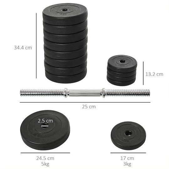 HomCom Dumbbell Set with Bar 50kg