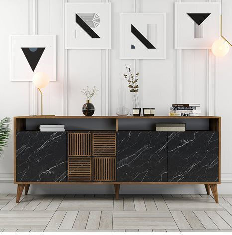 Bufet Black Marble 180x35x78.6cm