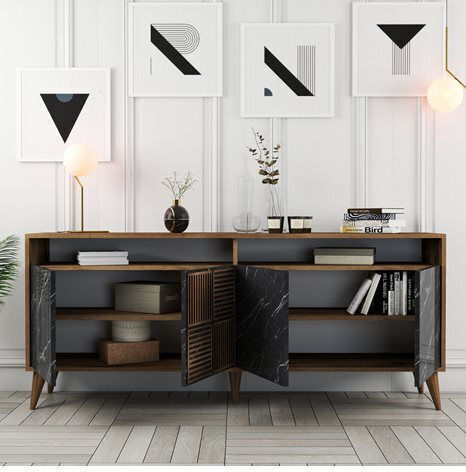 Bufet Black Marble 180x35x78.6cm
