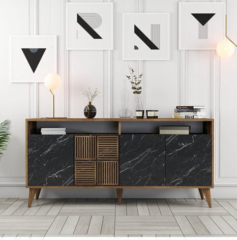 Bufet Black Marble 160x35x78cm