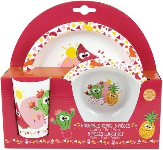 Ango Σετ Φαγητού Les Ami Fruits από Πλαστικό Ροζ 3τμχ για 6+ μηνών
