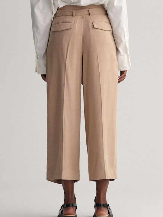 Gant Women's Fabric Trousers in Wide Line Beige