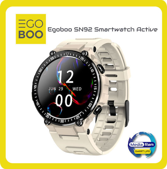 Egoboo SN92 Smartwatch mit Pulsmesser (Sand)
