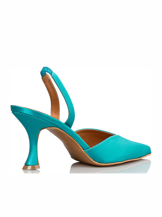 Pointed Toe Blue High Heels with Strap
