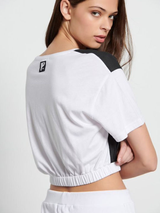 1231-909020 Women's Athletic Crop Top Short Sleeve Black