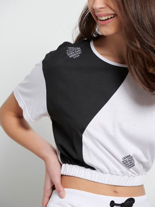 1231-909020 Women's Athletic Crop Top Short Sleeve Black