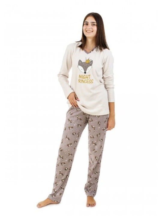 goodnight princess pajamas with fox in ecru color