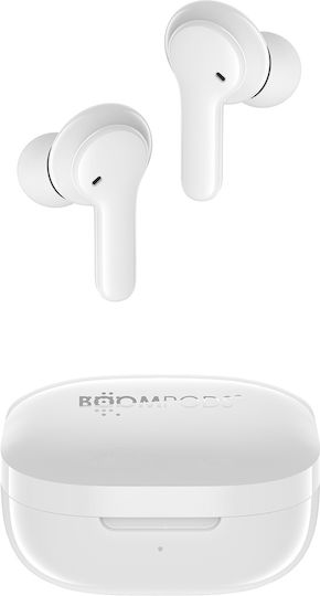 Boompods Bassline Compact In-ear Bluetooth Handsfree Ακουστικά με Θήκη Φόρτισης Λευκά