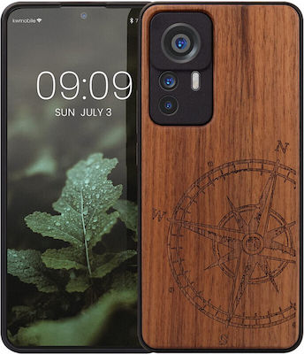 KWmobile Navigational Compass Wooden Back Cover Dark Brown (Xiaomi 12T / 12T Pro)