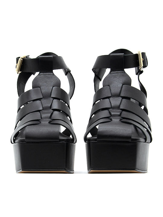 Din piele Sandale Negre
