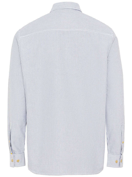 Long-sleeved Cotton Shirt Striped Blue