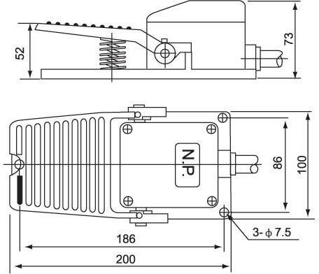 Cntd On-Off switch Foot Silver 1pcs