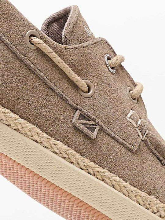 Maoui Sailor Men's Leather Boat Shoes Beige