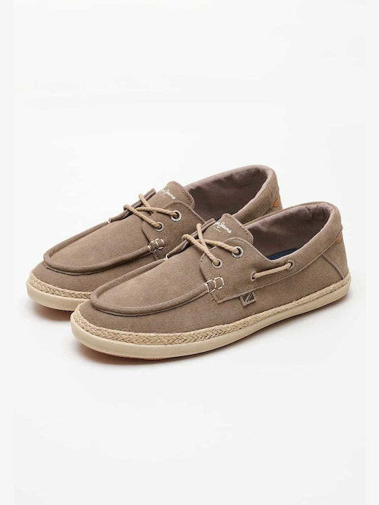 Maoui Sailor Men's Leather Boat Shoes Beige