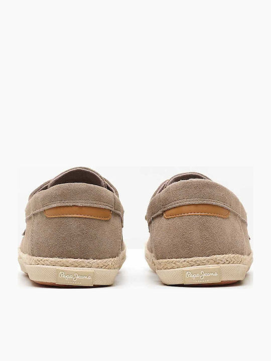 Maoui Sailor Men's Leather Boat Shoes Beige