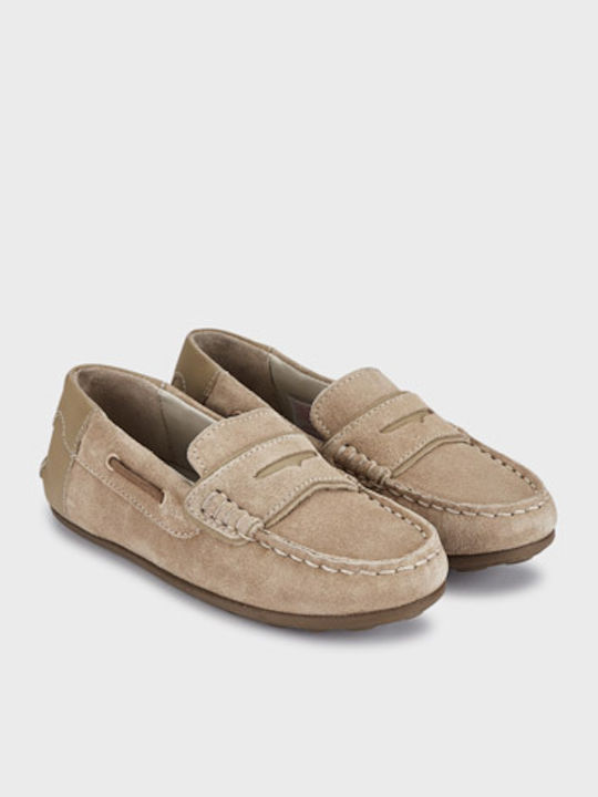 Leather Slip-On Moccasins Beige