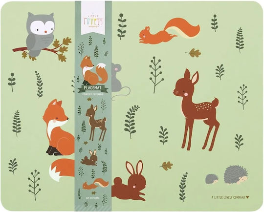 A Little Lovely Company Plastic Placemat Forest Friends Green 43x34cm