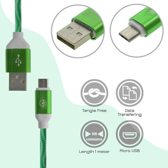 1m Braided USB 2.0 to micro USB Cable Green (1018.590)