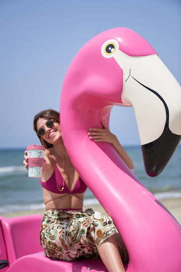QuyCup Flamingo Κούπα Πλαστική με Καπάκι Πολύχρωμη 400ml