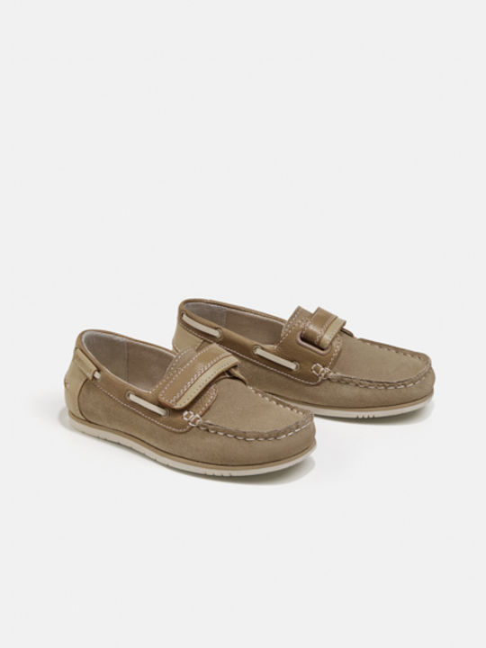 Mayoral Boys Leather Moccasins with Velcro Beige