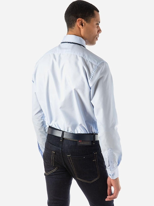 Long-sleeved Cotton Shirt Light Blue