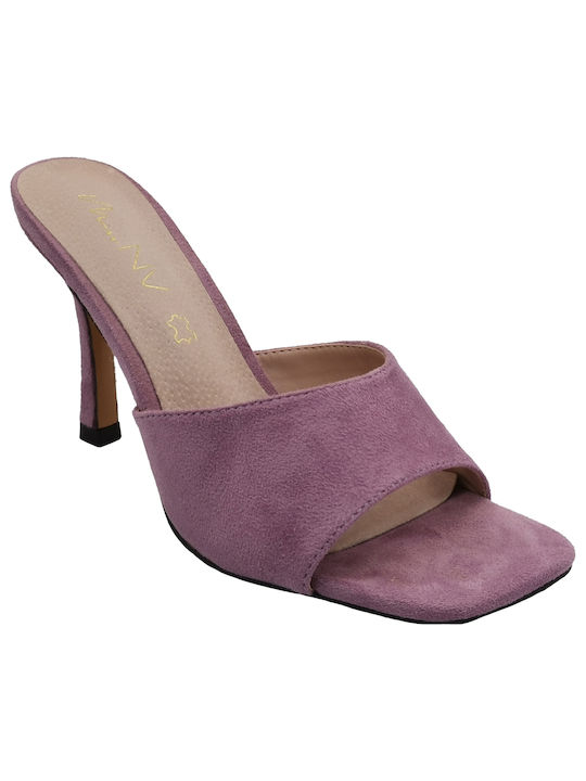Envie Shoes Mules με Λεπτό Ψηλό Τακούνι σε Λιλά Χρώμα