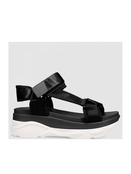 Migato Women's Flat Sandals Sporty Flatforms in Black Color