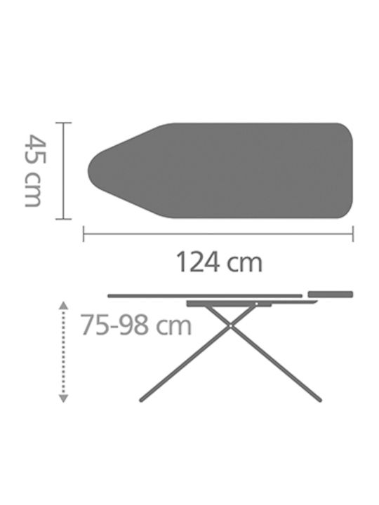 Brabantia Ironing Board for Steam Iron Foldable 124x45x98cm