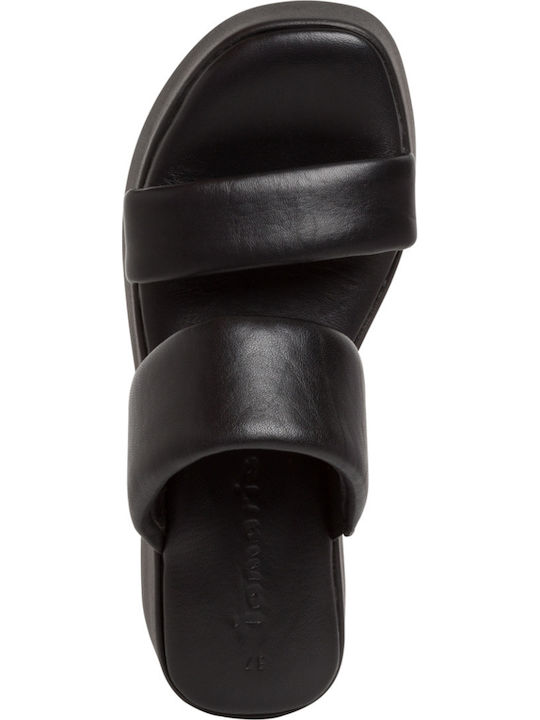 Leather Women's Flat Sandals in Black Color